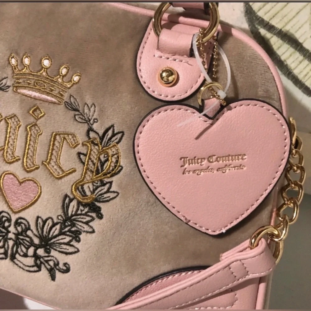 Y2K Juicy Couture Heritage Bowler Velour Bag Pink Gold Hardware NWT Top Handle